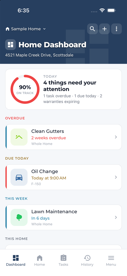 Resideaze home dashboard