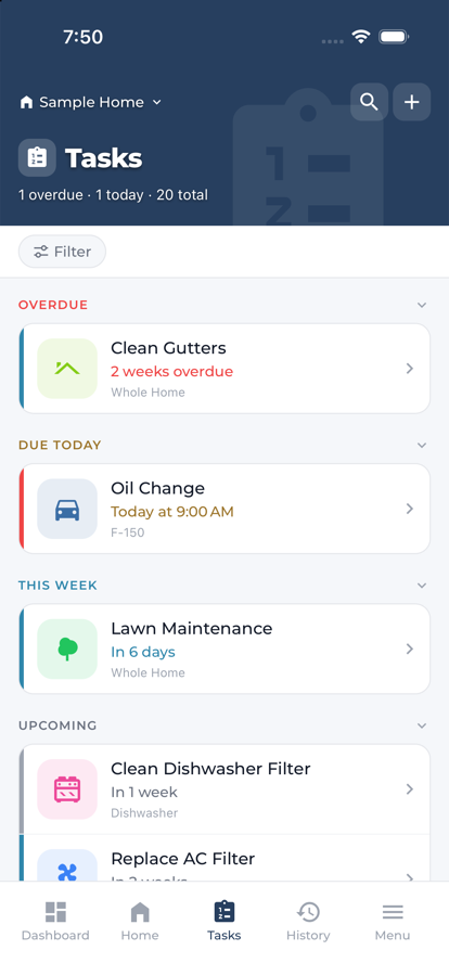 Resideaze maintenance tasks